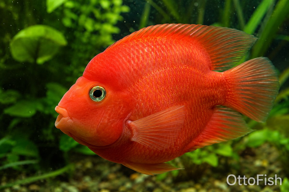 Попугай красный (Red parrot cichlid)